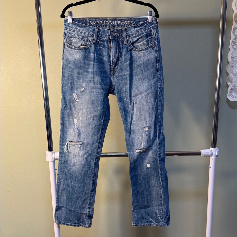 American Eagle Outfitters Men's Distressed Blue Jeans